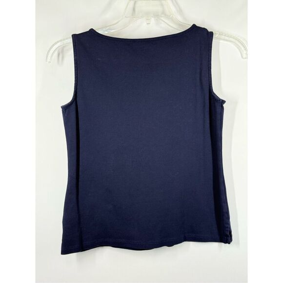 Talbots Navy 100% Cotton Sleeveless T Shirt Size Petite Small - Picture 3 of 3